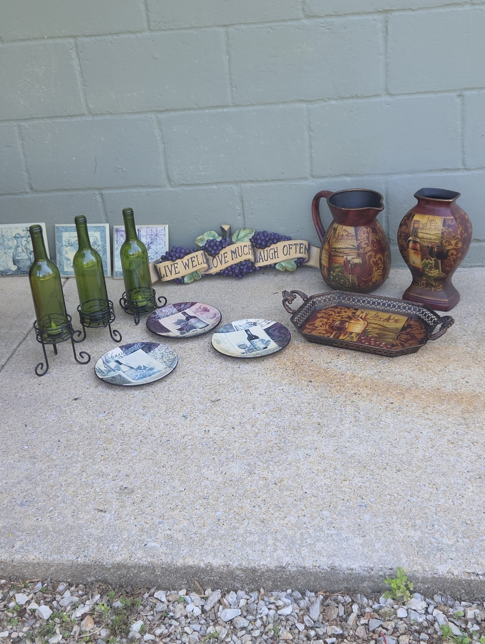 Kirklands Tuscan Wine Decor Set in Olive Green and Earth Tones